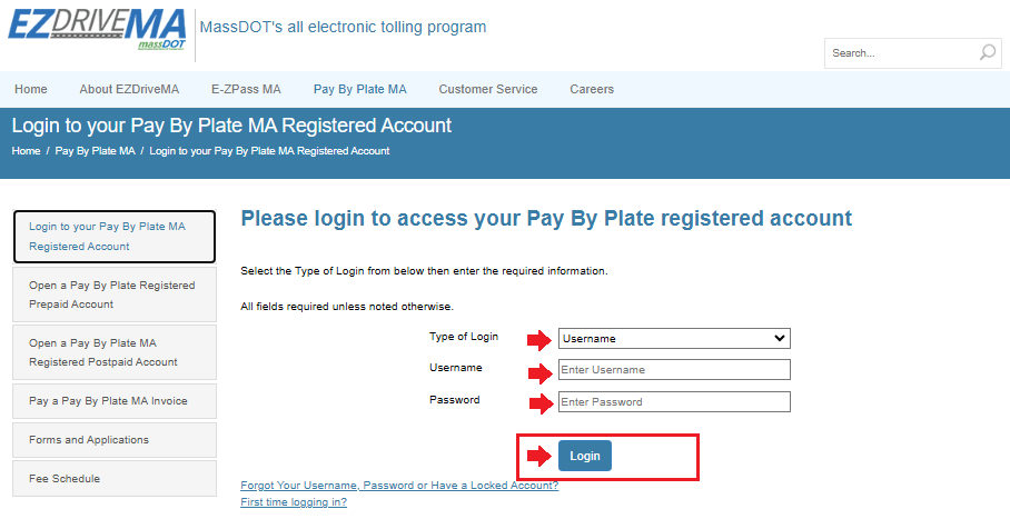 Pay By Plate MA Log in