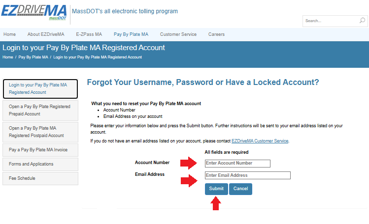 Pay By Plate MA Log in Password